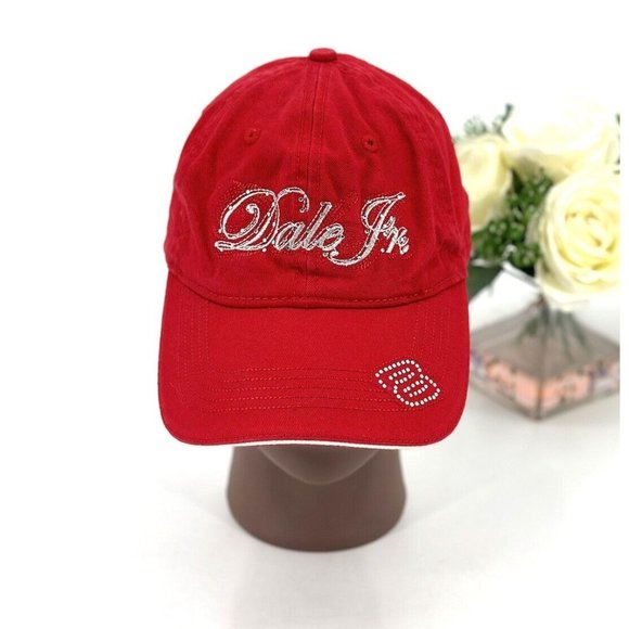 Chase Authentics Budweiser  Dale Jr. 8 Red Bling Womens Cap NASCAR Hat - Picture 6 of 9